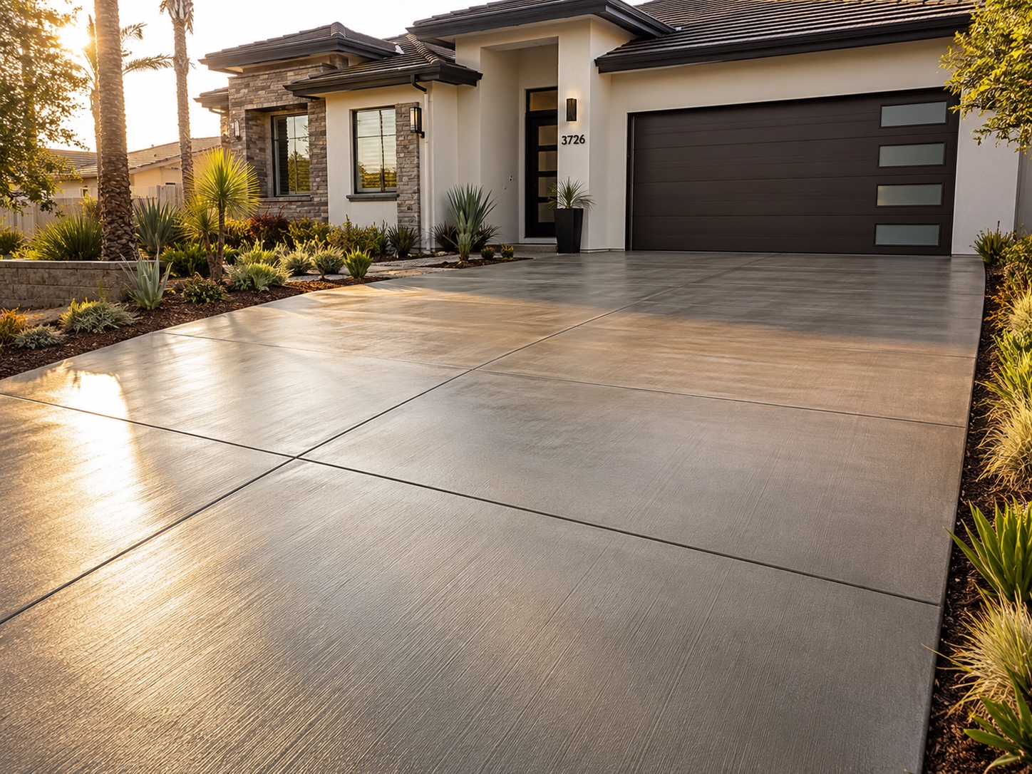 Sealed and finished concrete driveway ready for use in Malibu, CA