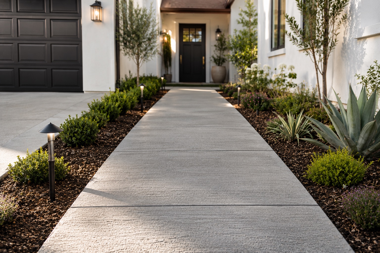 New concrete walkway at a Malibu residence