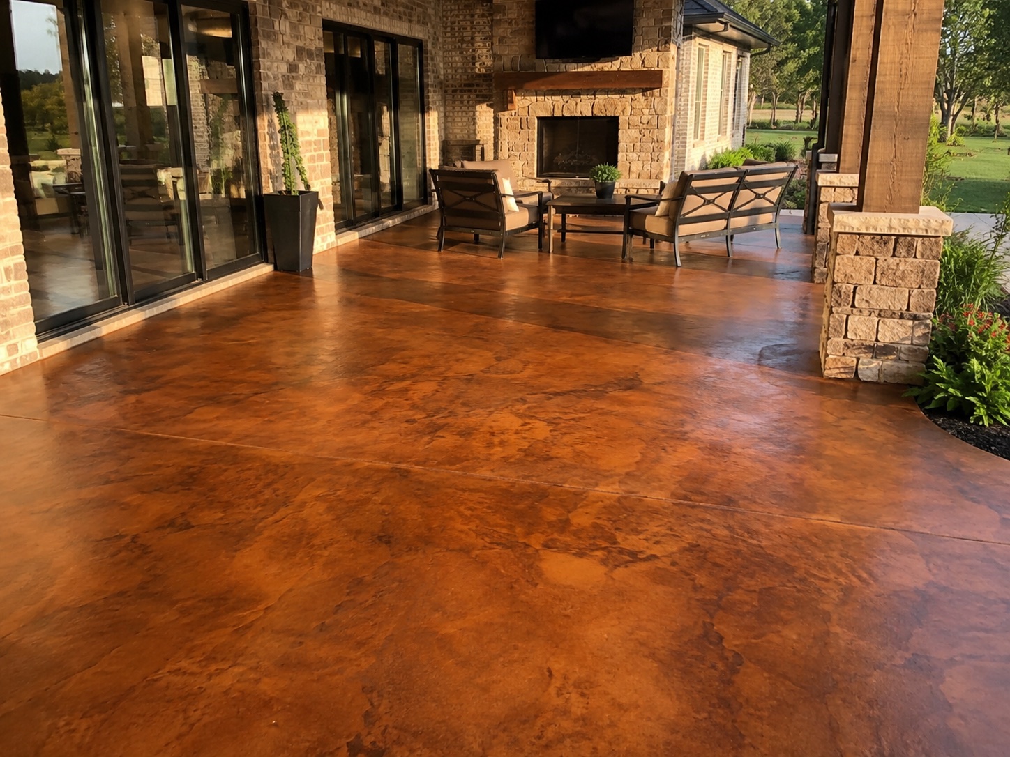 Stained concrete surface with custom color in Malibu, CA
